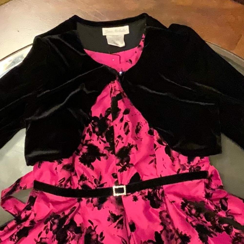 Fuchsia Pink Floral Dress for Girls